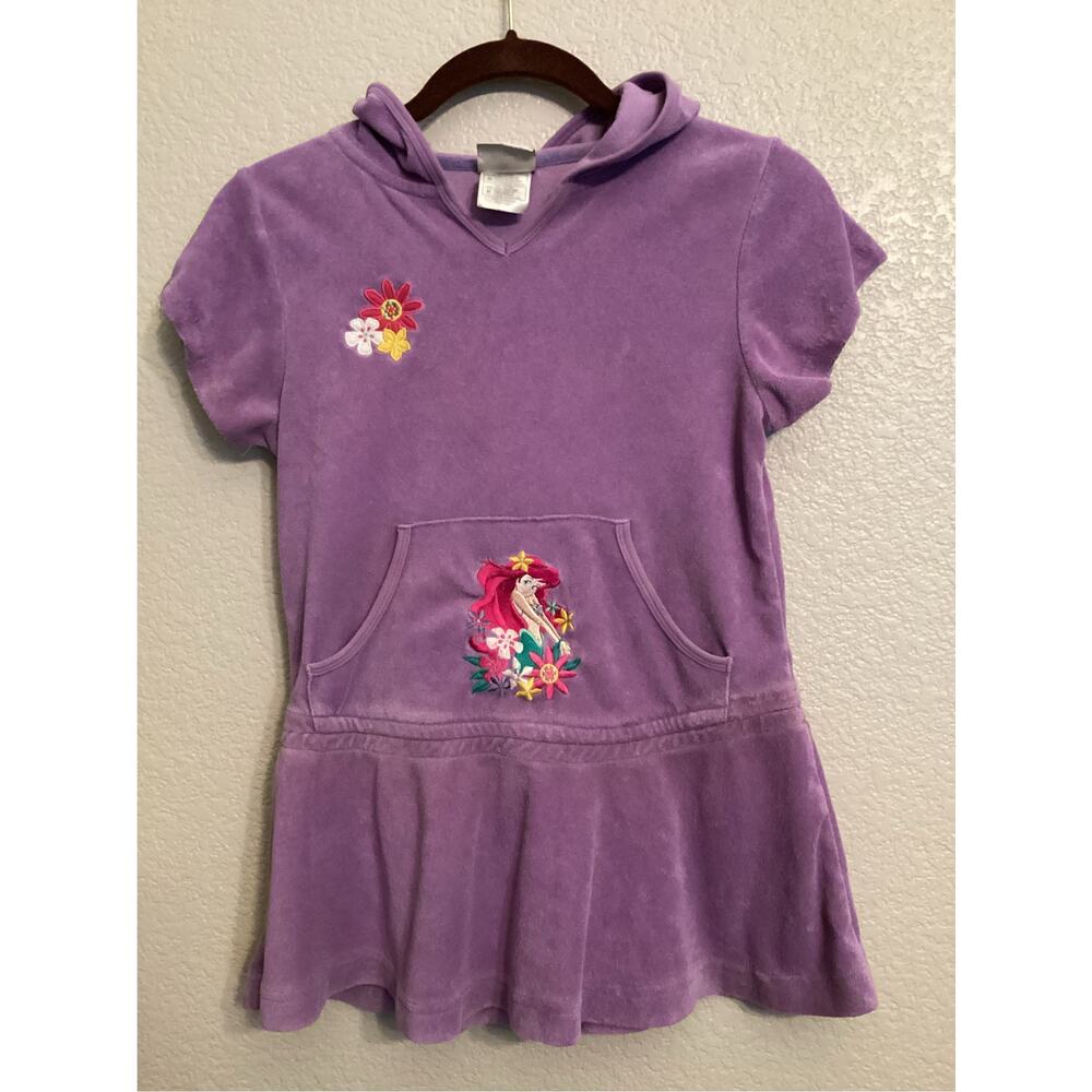 Vintage Disney Store Ariel Little Mermaid Hooded Terry Swim Cover-Up Dress M